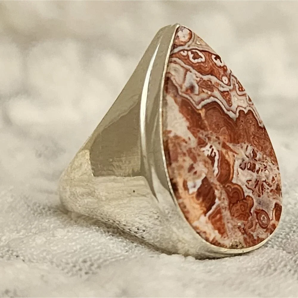 Unisex Gemstone Ring! Size 9 3/4! Rhyolite Hand Crafted Gemstone Ring